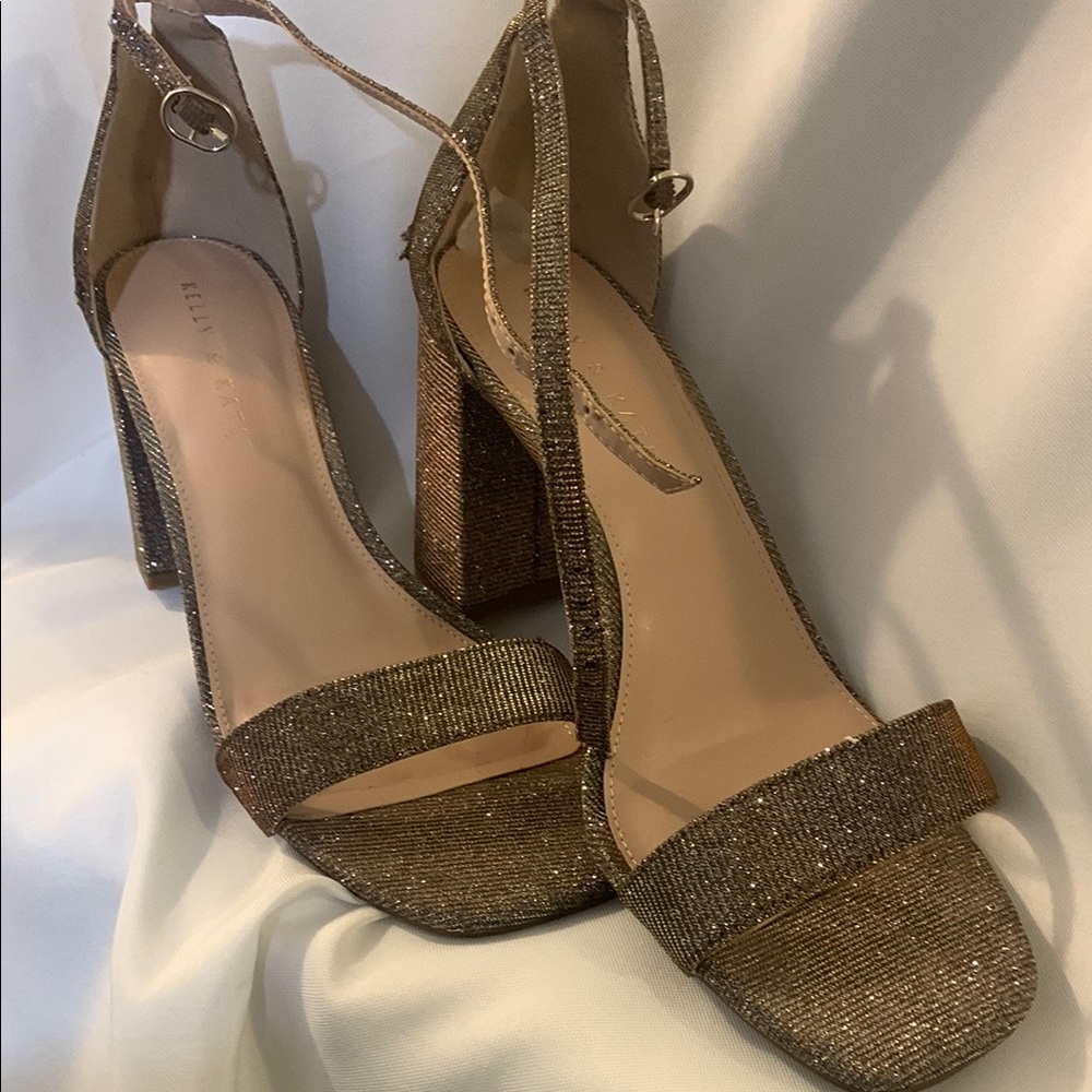 Kelly & Katie Shimmering Gold Block Heels